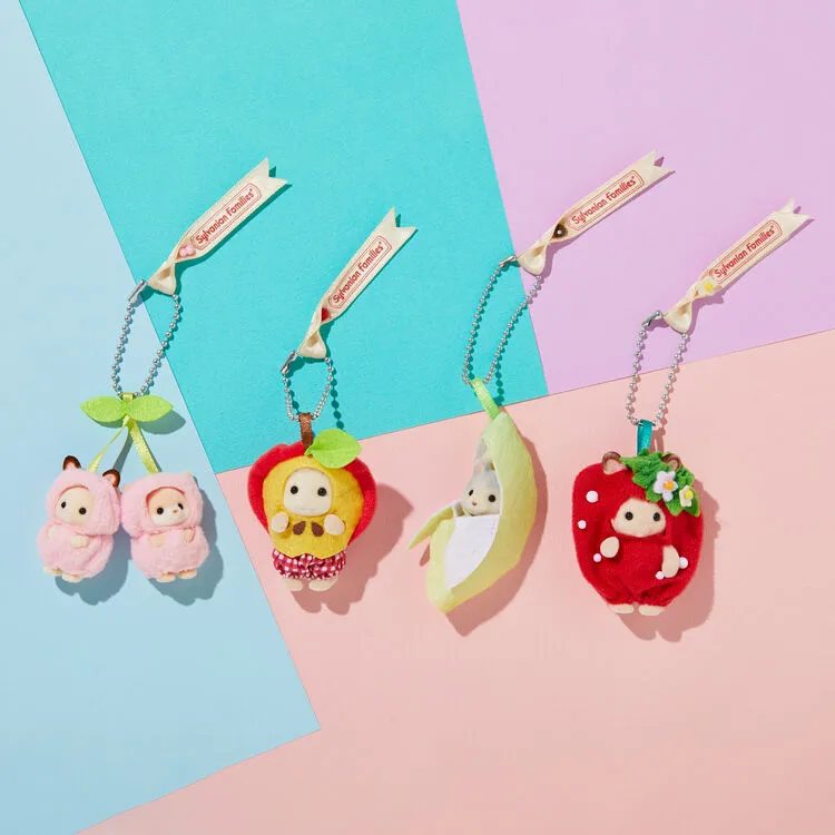 Sylvanian Families Cherry Chocolate Bunny Keychain Dolls Plush Pendant Small Size Tall-2