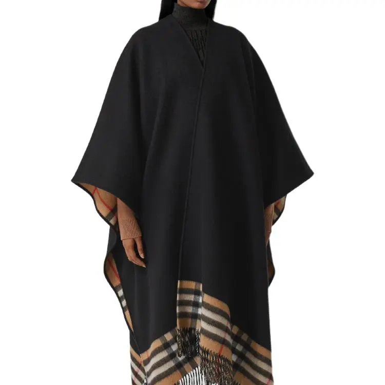 Burberry Fringed Check Cape-2