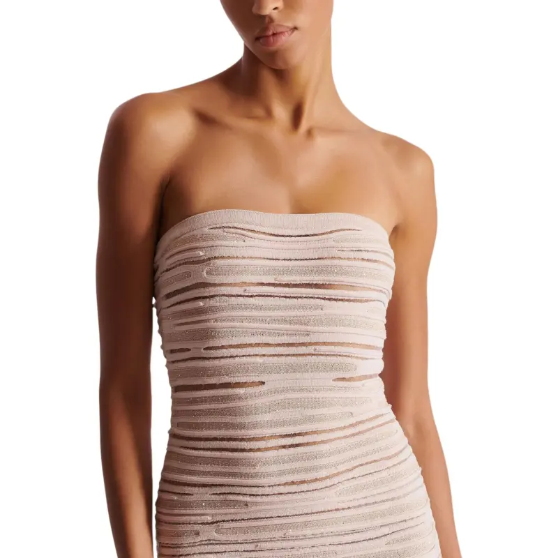 BALMAIN Strapless Knit Midi Dress-5