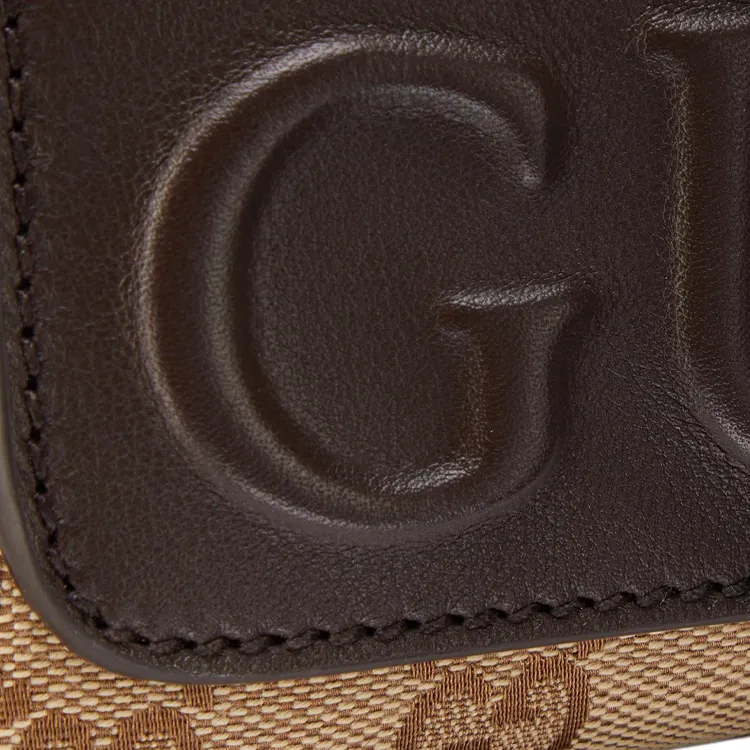 GUCCI Canvas Toiletry Bag Trumpets Men's Beige & Dark Brown-6