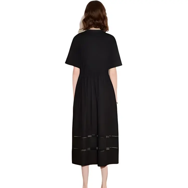 Initial Language Short Sleeved Dresses Women's-1