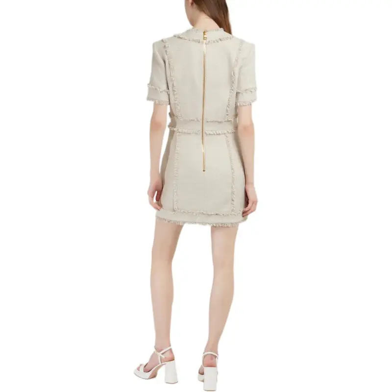 BALMAIN Short-Sleeved Dresses Women's Beige-3