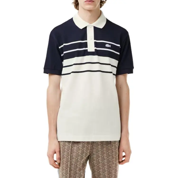 LACOSTE Logo patch Striped Polo Shirt-3