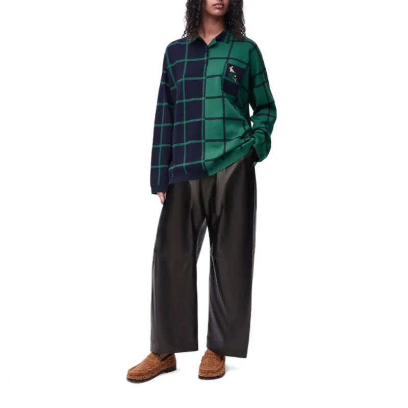LOEWE Polo Sweater 'Navy Blue/Green'-1