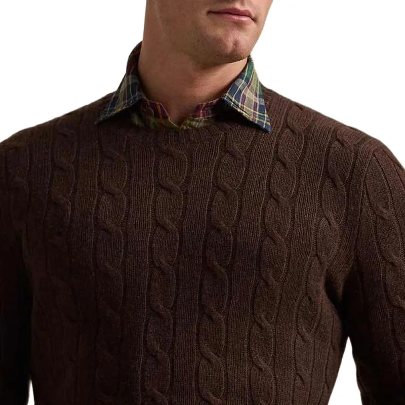Polo Ralph Lauren SS25 Cashmere Sweater Men's Dark Coffee-4