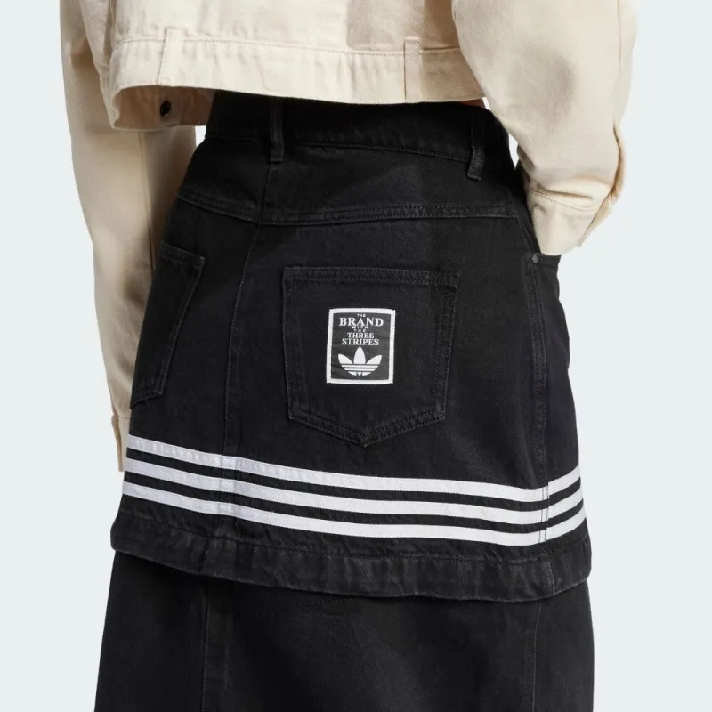 Adidas Originals Denim Long Skirts Women's Denim Black-3