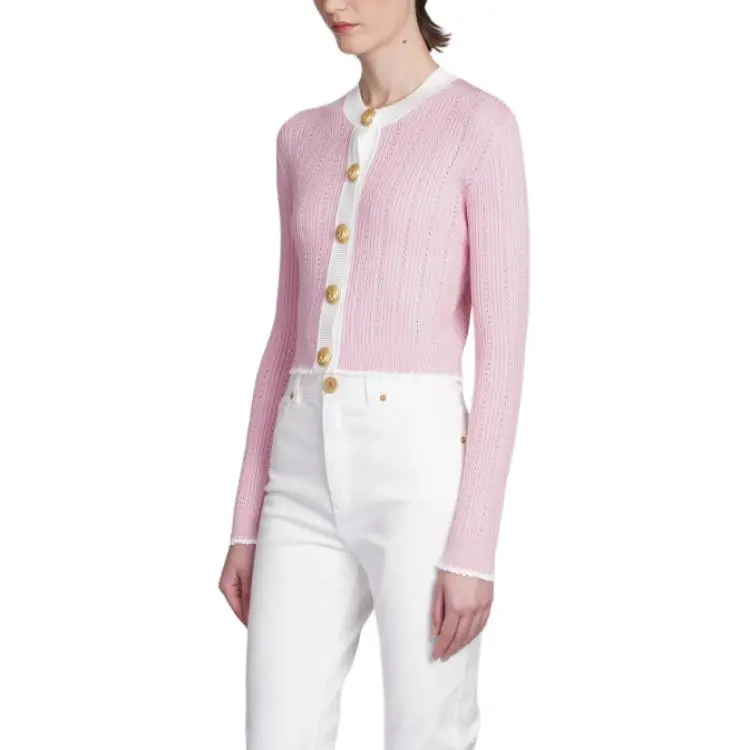 BALMAIN Pointelle knit Cropped Cardigan-2
