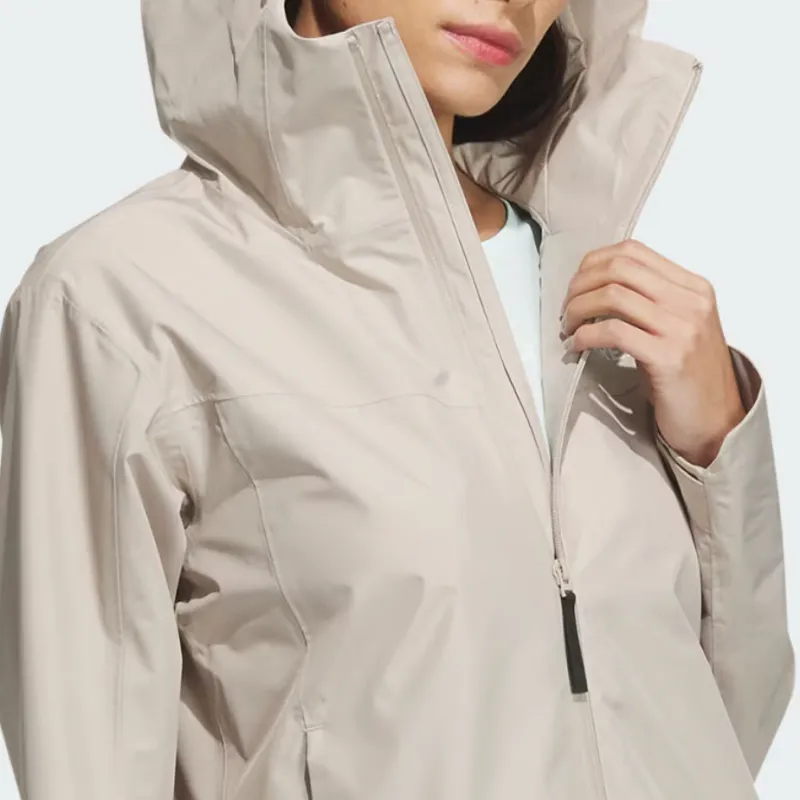Adidas Waterproof And Windproof Windbreaker Jacket Women's Beige Umber-4