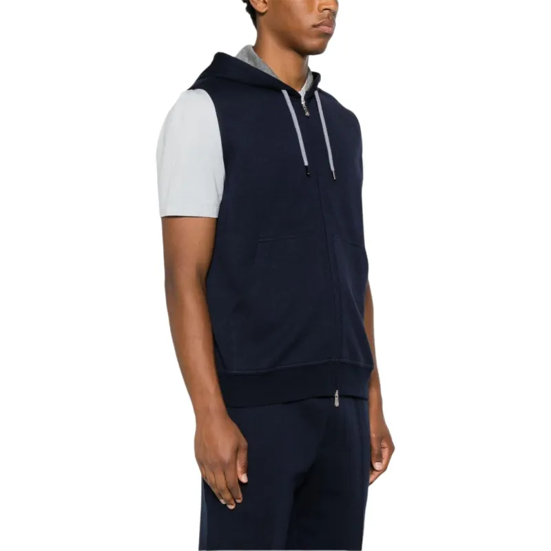 Brunello Cucinelli Drawstring Sleeveless Hoodie-3