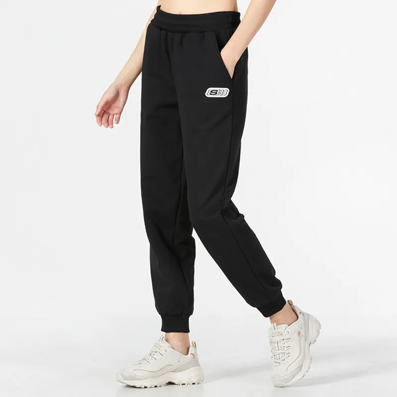 Skechers Vibrant Casual Collection Sports Lifestyle Collection Knitted Sports Pants Women's Carbon Black-3