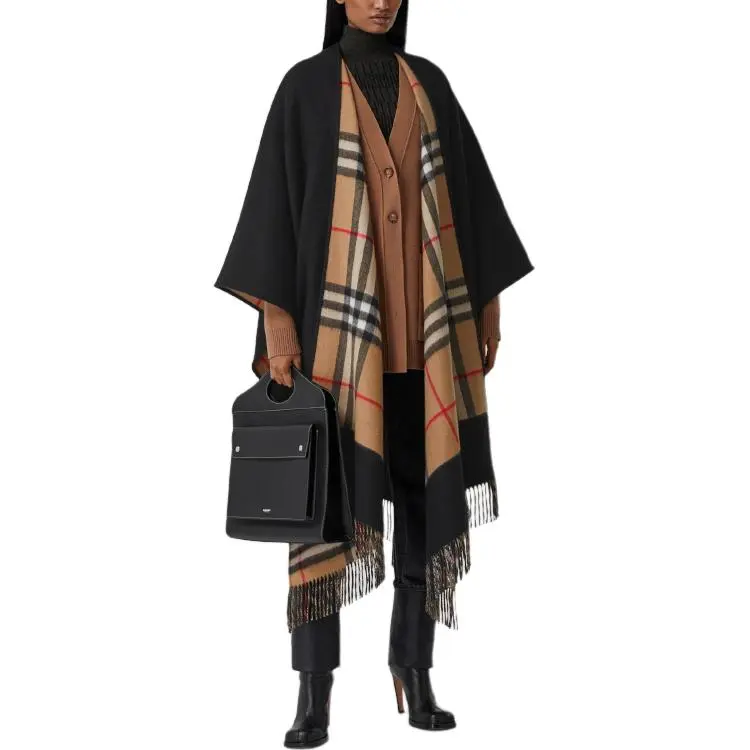Burberry Fringed Check Cape-1