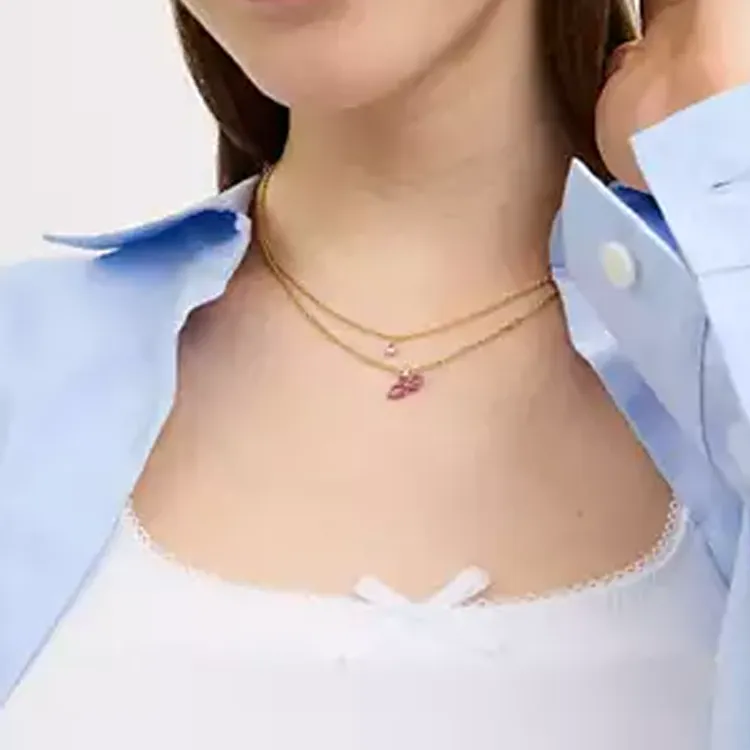 COACH Brass Plated, Glass, Cubic Zircon Necklaces Women's Gold-2