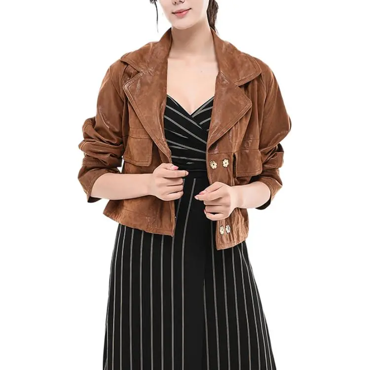 GIORGIO ARMANI Leather Jacket Women's Brown-1