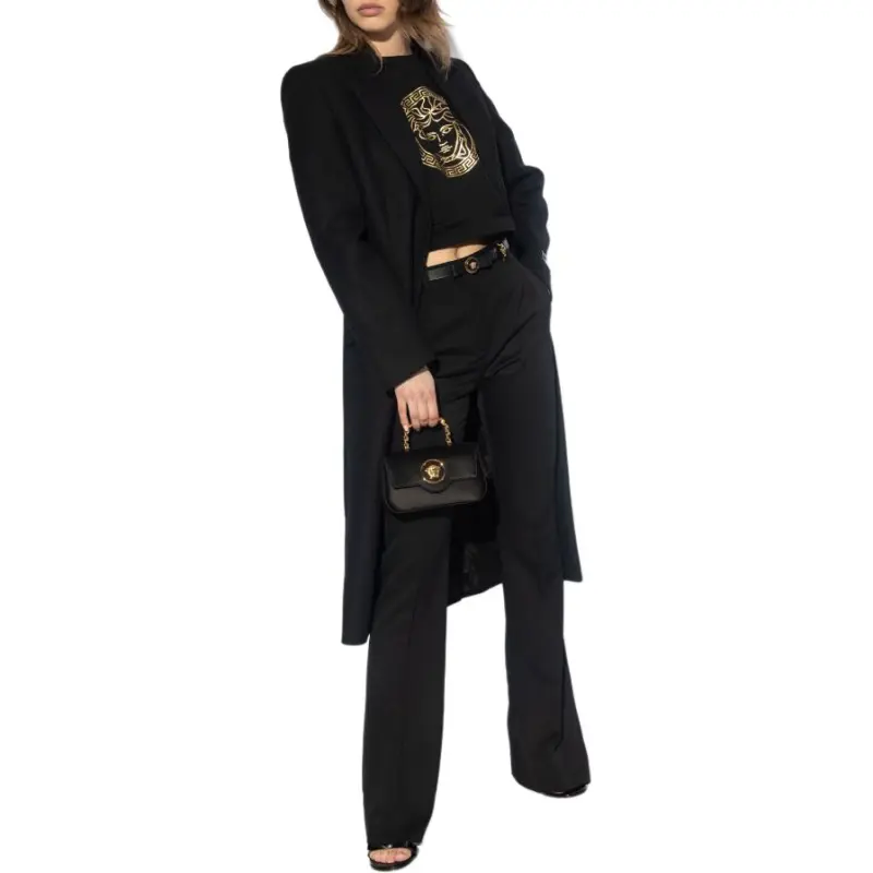 VERSACE Single-Breasted Long Coat-2