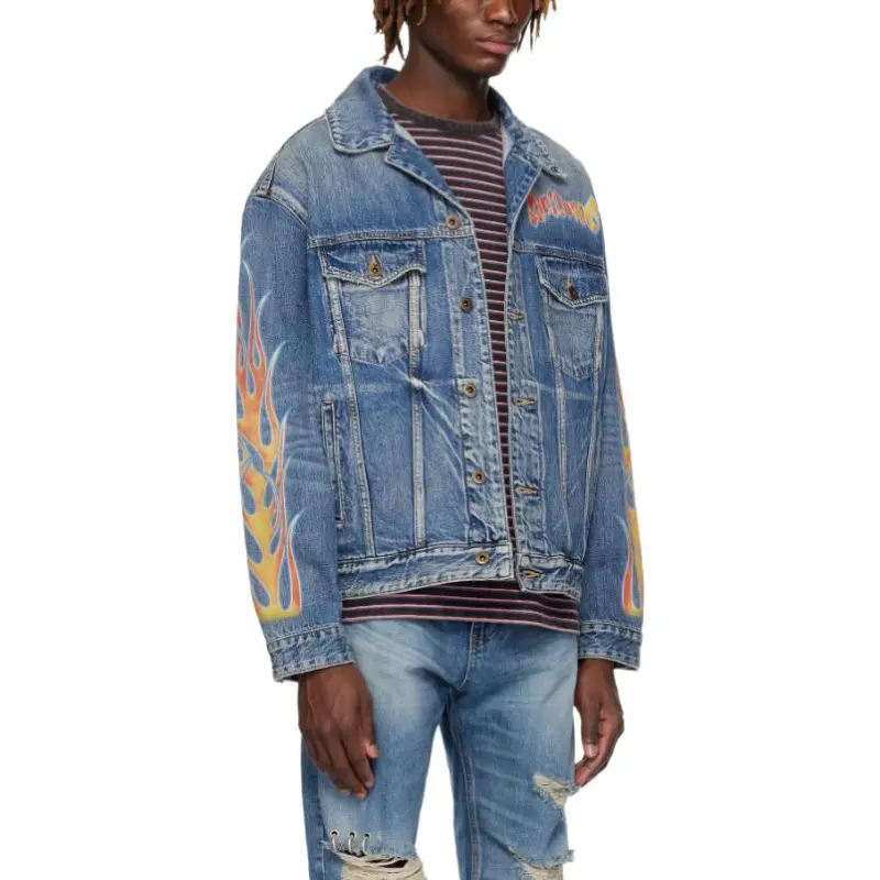 WE11DONE Denim Jackets Unisex Blue-4