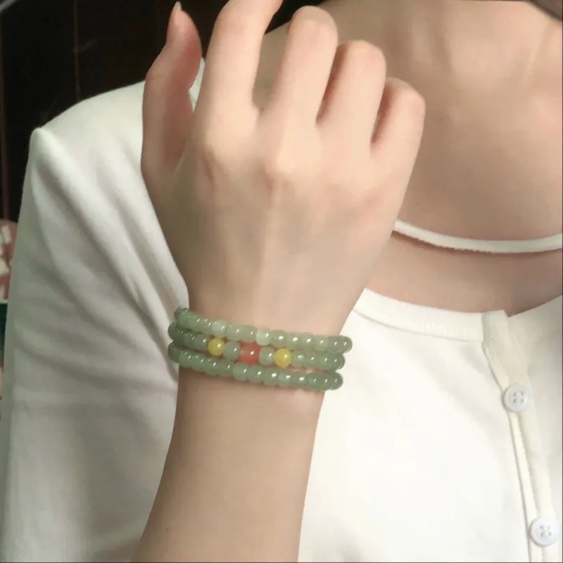 Fuxin Hetian Jade Bracelets Women's Pale Greenish White Jade-2