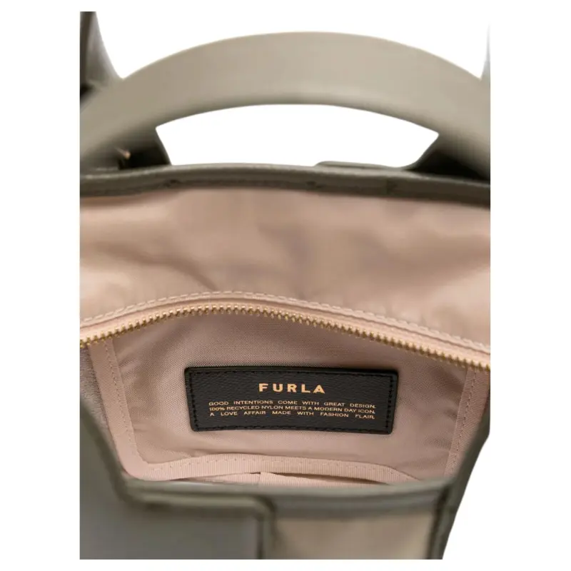 Furla Piuma Nylon Tote Bag, Shopping Bag, Shoulder Bag, Handbag Trumpets Women's Khaki-3