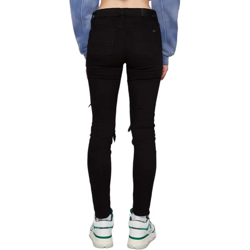 AMIRI MX1 Leather trimmed Distressed Skinny Jeans-4