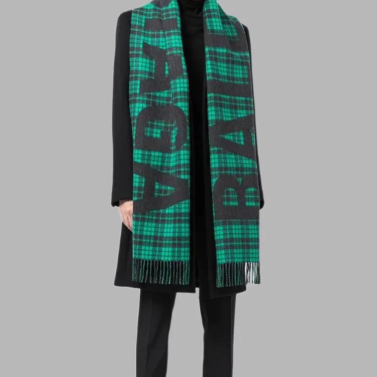 Balenciaga Wool Knit Scarves Men's Green-2
