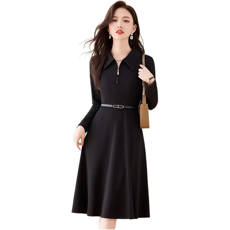 Fele.d Long Sleeved Dress Women's Black-0