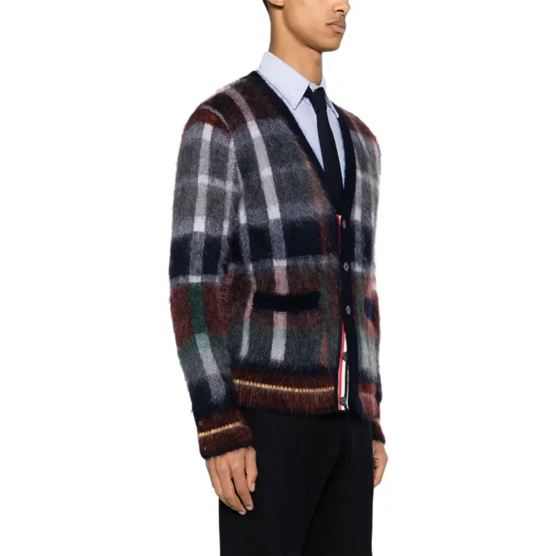 THOM BROWNE Checkered Button Up Cardigan-3