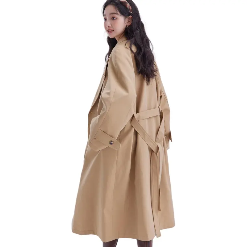 DEAR DEER PUFF Trench Coat Women's Coffee-4
