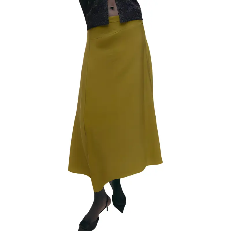 ZARA Casual Long Skirt Women's Olive Green-3