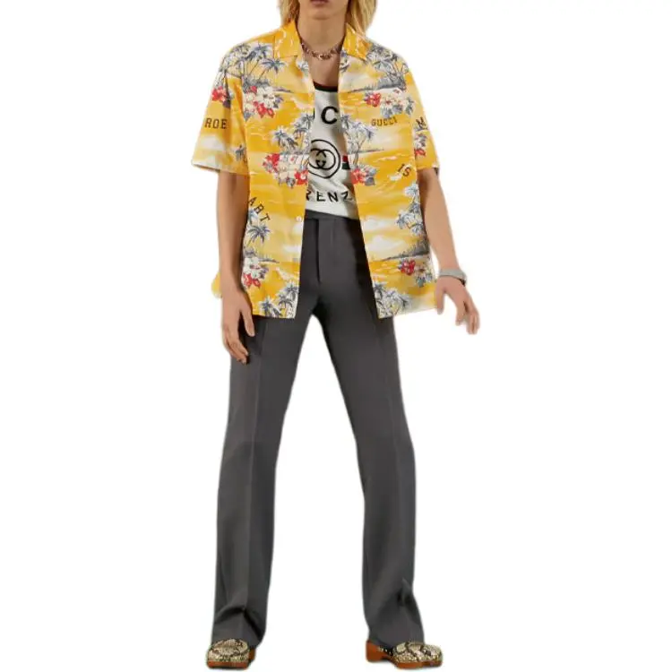 GUCCI Printed Cotton Poplin Bowling Shirt-1