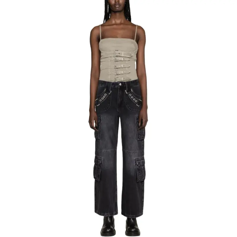 Misbhv Harness Strap Wide Leg Cargo Jeans-1