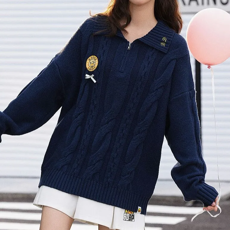 B.Duck Sweater Women's Navy Blue-4