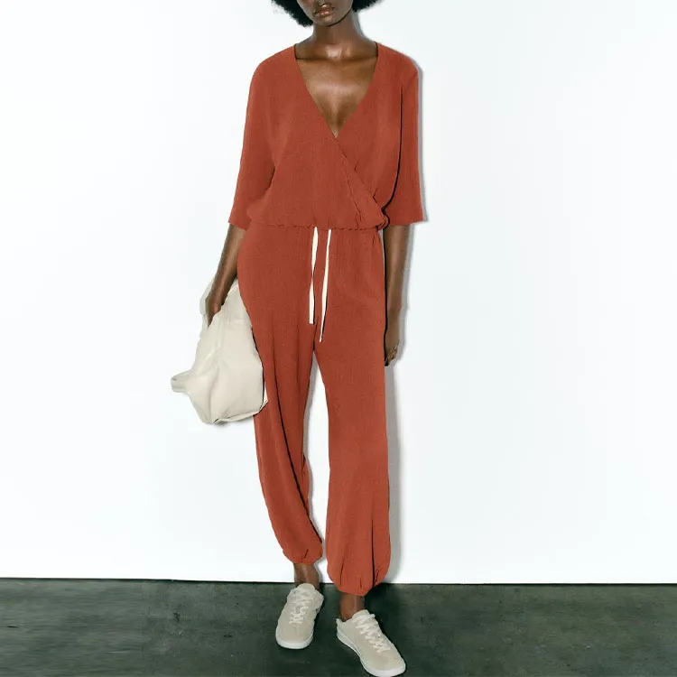 ZARA Casual Pants Women's Ochre Red-1