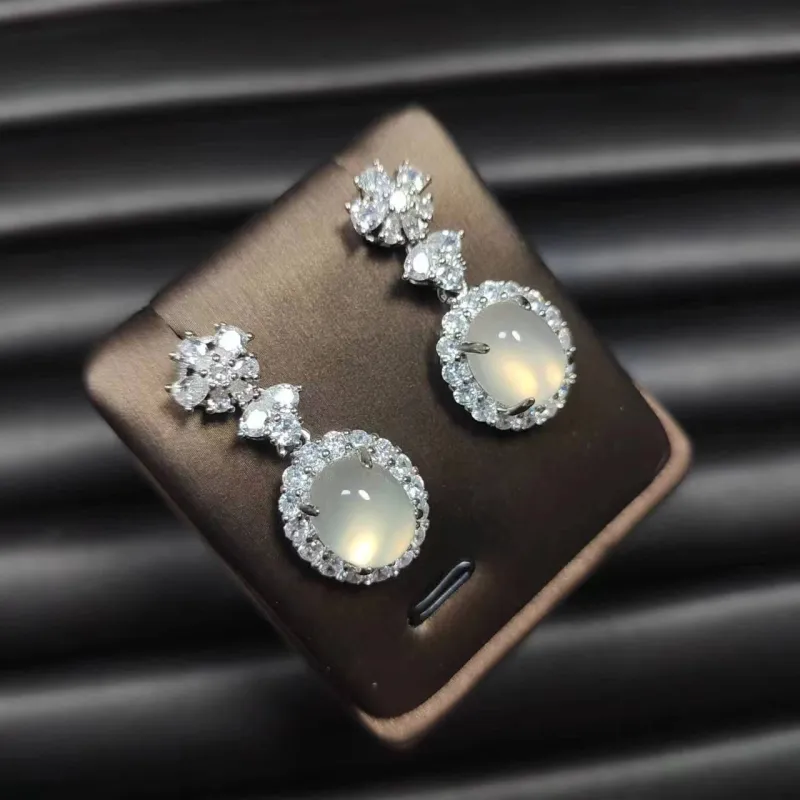 JUNWEN Chalcedony Stud Earrings Women's-5