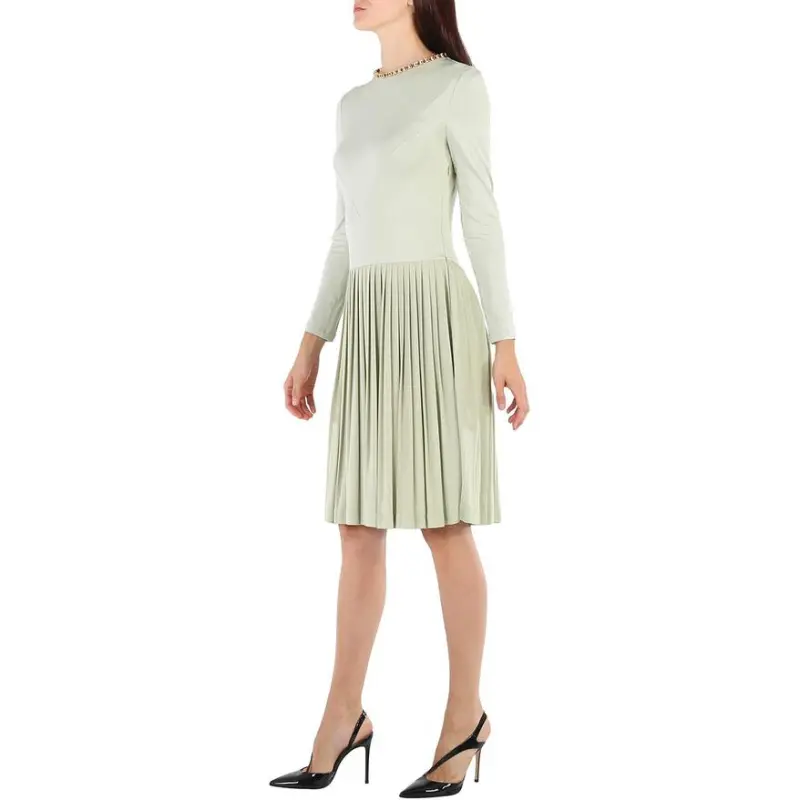 Burberry Long-Sleeved Dresses Women's Green-5