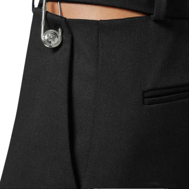 VERSACE Safety Pin Cut Out Detailed Trousers-4