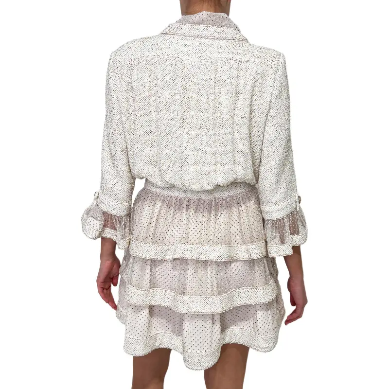 CHANEL Long Sleeved Dress Women's White-3