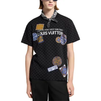 LOUIS VUITTON Damier Short Sleeved Signature Crewneck