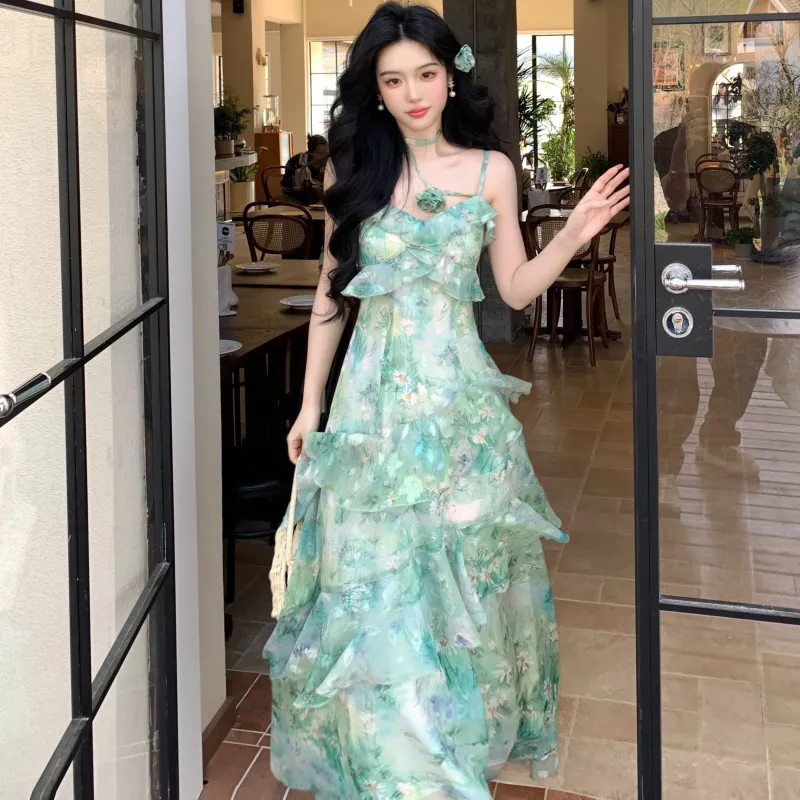 Blovelan Slip Dresses Women's Lotus Pond Green-6