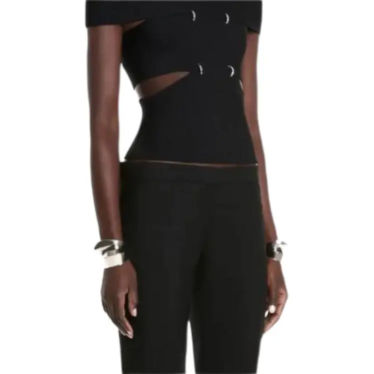 Alexander McQueen Cut Out Off Shoulder Stretch Top-4