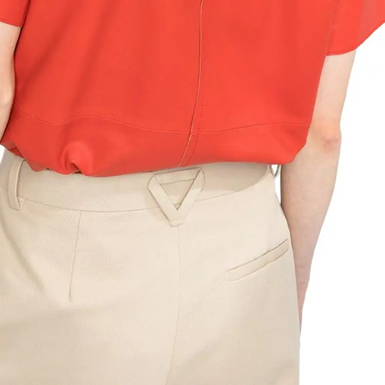 Bottega Veneta Wide Leg With Turn Up Cuffs Trousers Cream-5