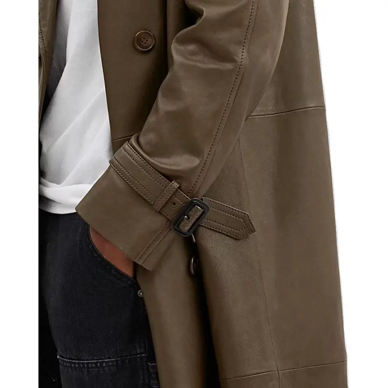 COACH Leather Trench Coat Men's Dark Olive-3