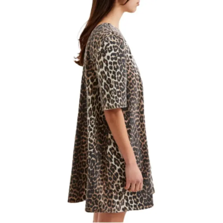 GANNI Leopard Printed Open Back Mini Dress-3