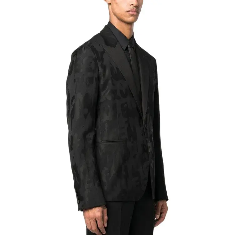 Alexander McQueen Logo Jacquard Tailored Blazer-4