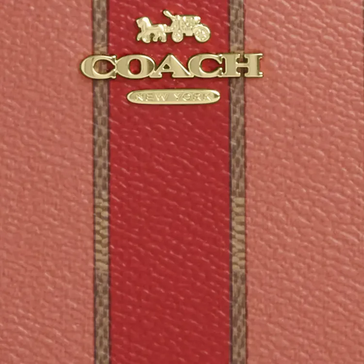 COACH Signature Coated Canvas Wallet Small Size Women's Color Block & Red-2