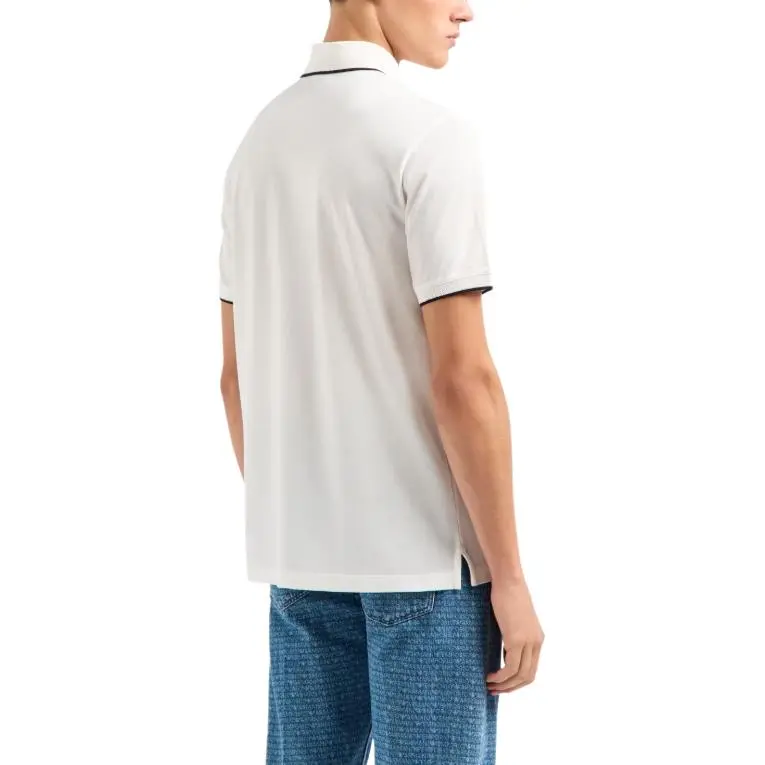 EMPORIO ARMANI Stretch Piqué Polo Shirt With Micro Eagle Embroidery-3