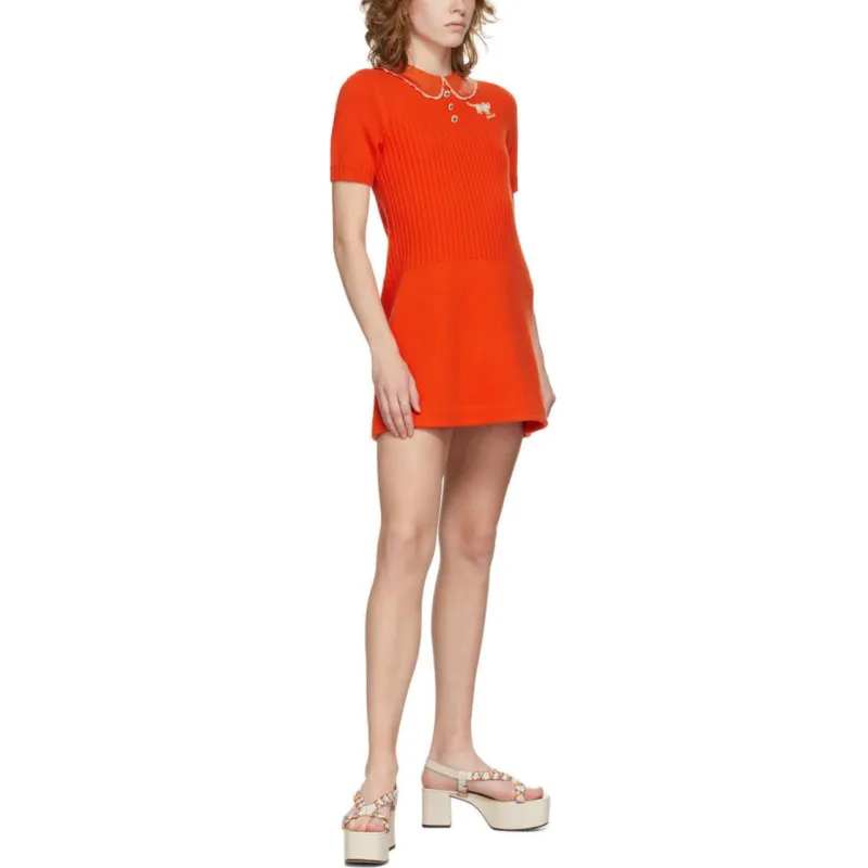GUCCI Short Sleeved Dresses Women's Red-1