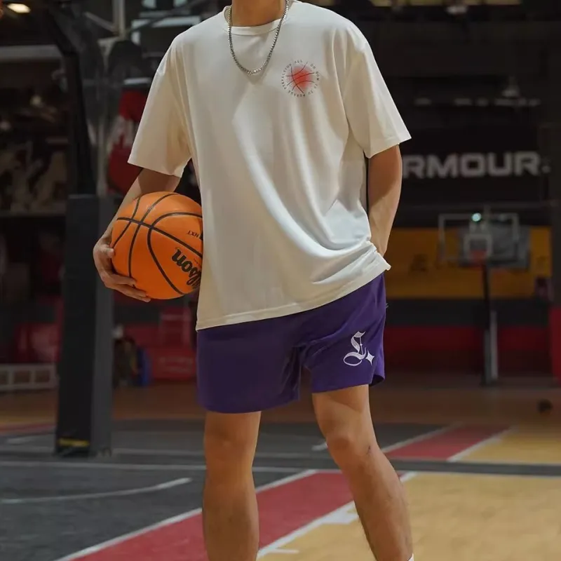 LUSHISI Basketball Shorts Unisex Purple-3