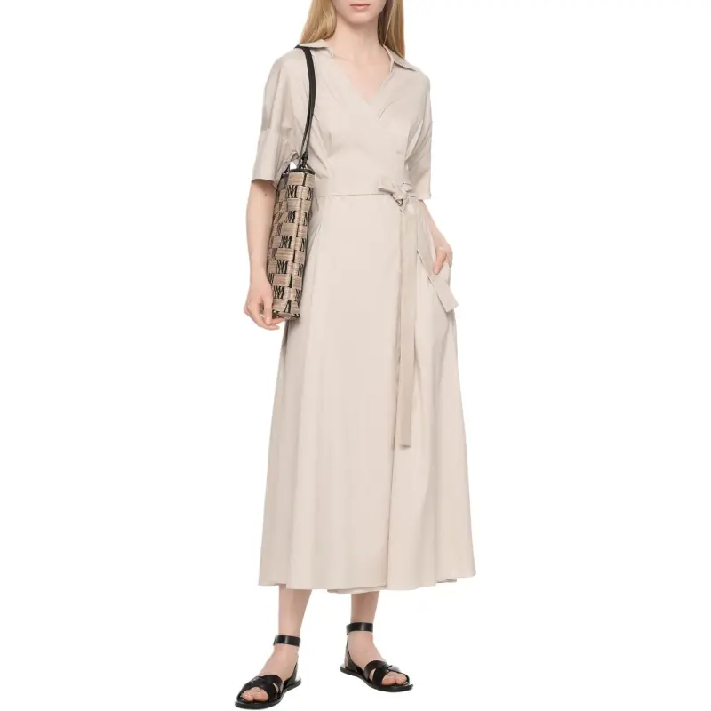 'S MAX MARA Short Sleeved Dress Women's Beige-2