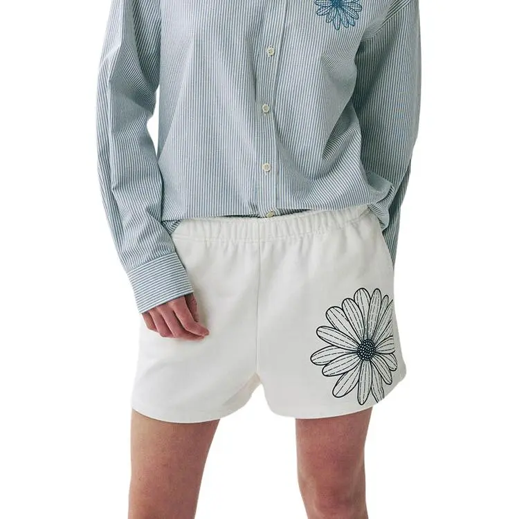 MARDI MERCREDI SS25 SWEAT SHORTS FLOWER_WHITE NAVY Casual Shorts Korean Style Women's White Marine Blue-1