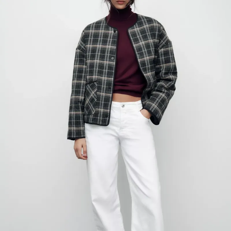 ZARA Jackets Coats Women's Beige/Blue-2
