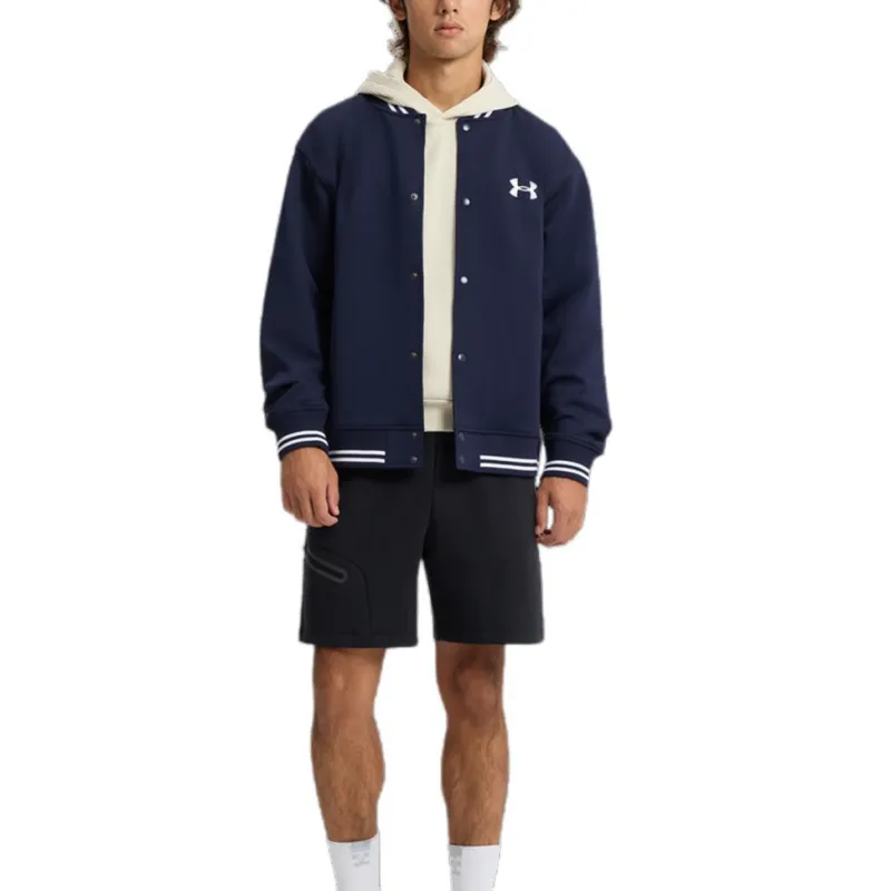 Under Armour Knit Bomber Baseball Jacket Unisex Navy Blue-3